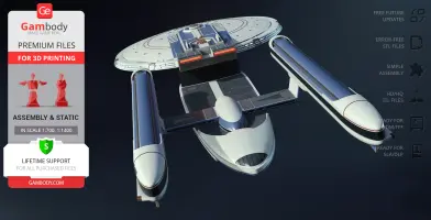 3D model of the USS Excelsior NX-2000 spaceship from Star Trek for printing, featuring detailed nacelles.
