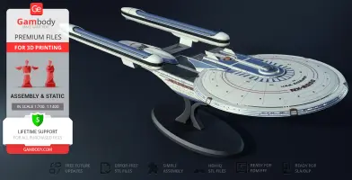 USS Excelsior NX-2000 3D model displayed; sleek Star Trek starship design for 3D printing on Gambody.