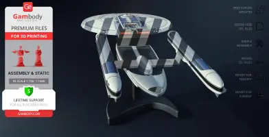 USS Excelsior NCC-2000 model for 3D printing, showcasing spaceship components and assembly details.