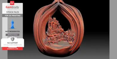 Intricate Grinch-themed Whoville scene within an open ornament structure for 3D printing.