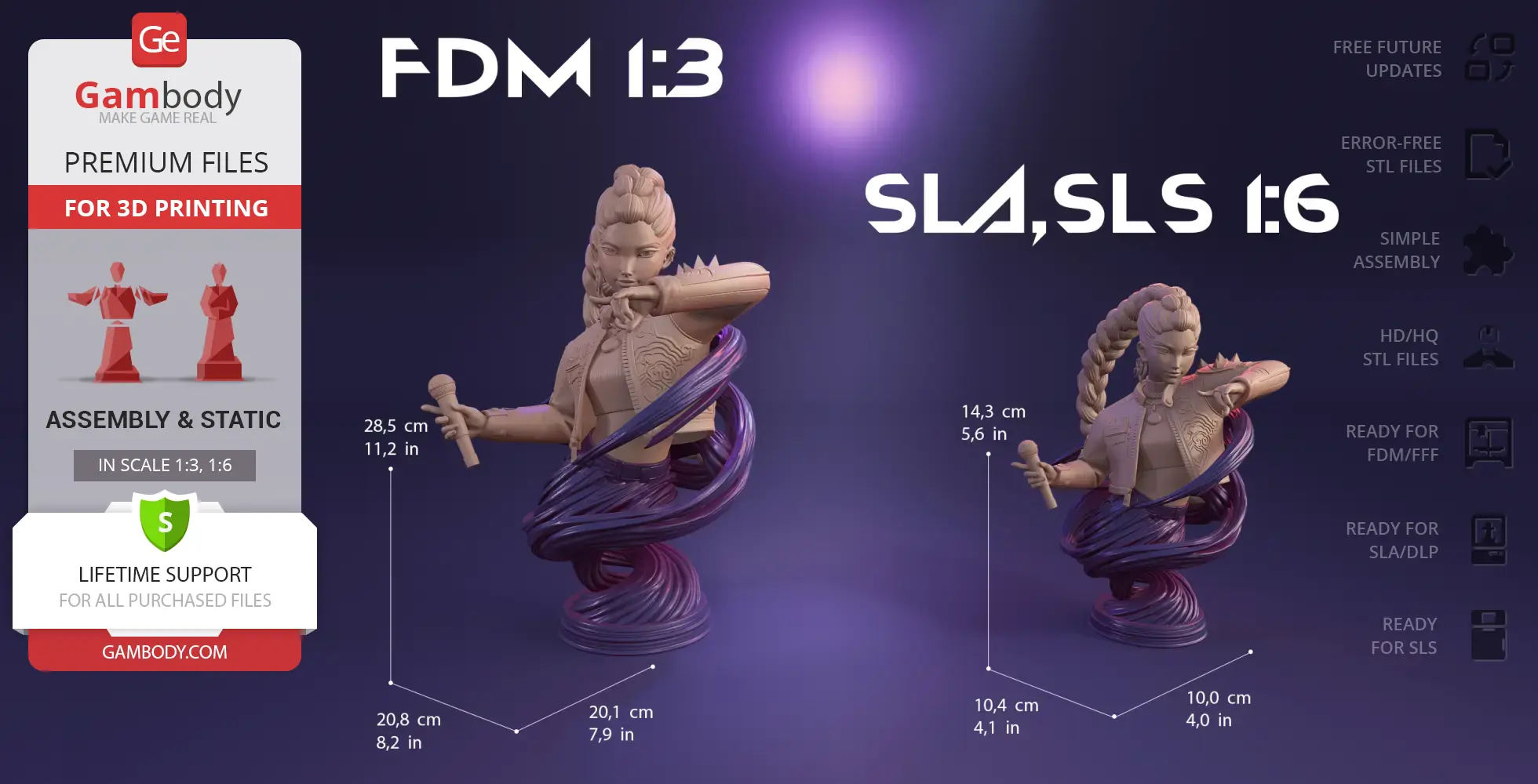 Bust of Rumi, KPop Demon Hunter with a braid and sword, encircled by stylized swirls.