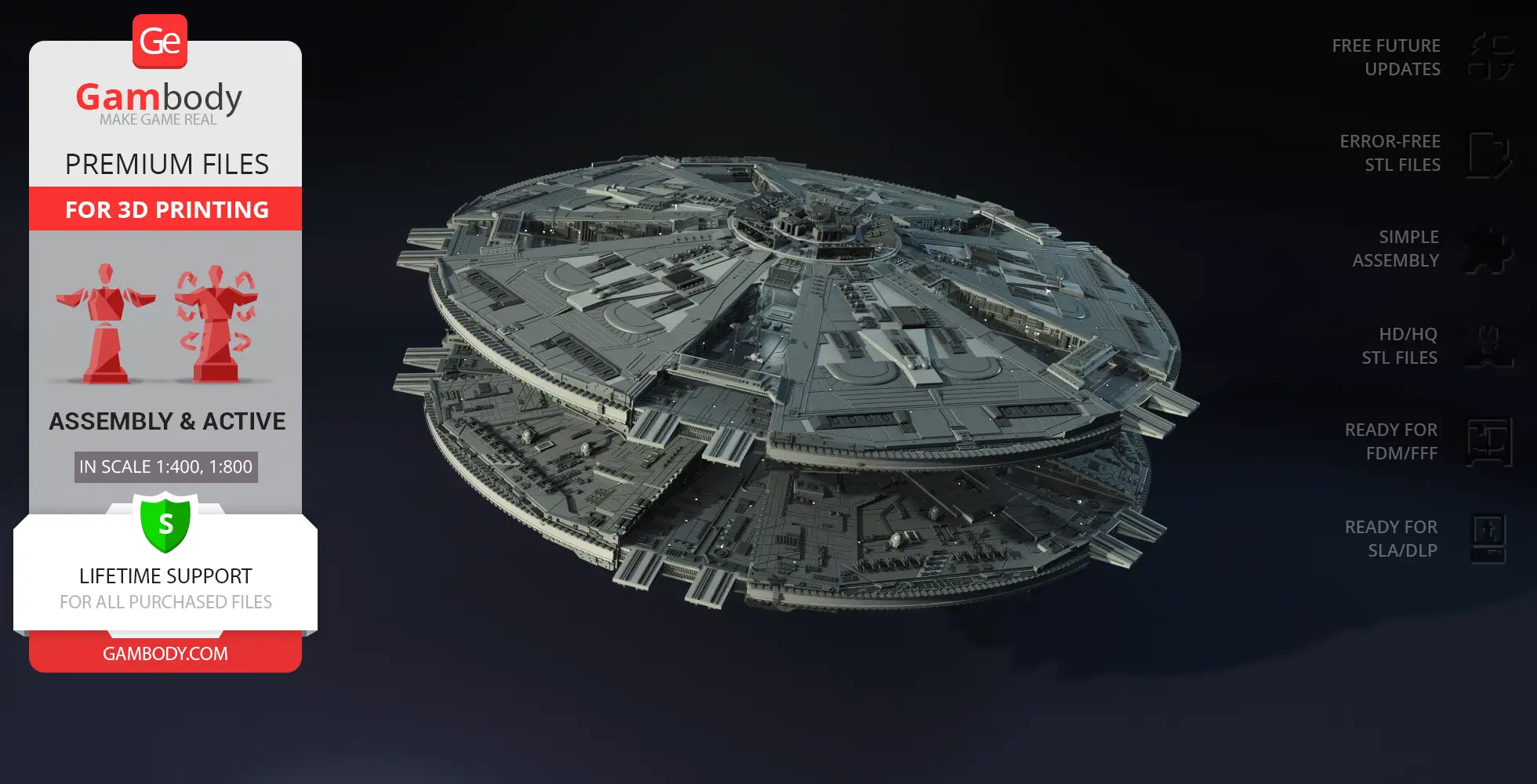 Cylon Basestar from TOS, a detailed, circular spaceship model for 3D printing from Gambody.