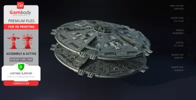 Cylon Basestar from TOS, a detailed, circular spaceship model for 3D printing from Gambody.