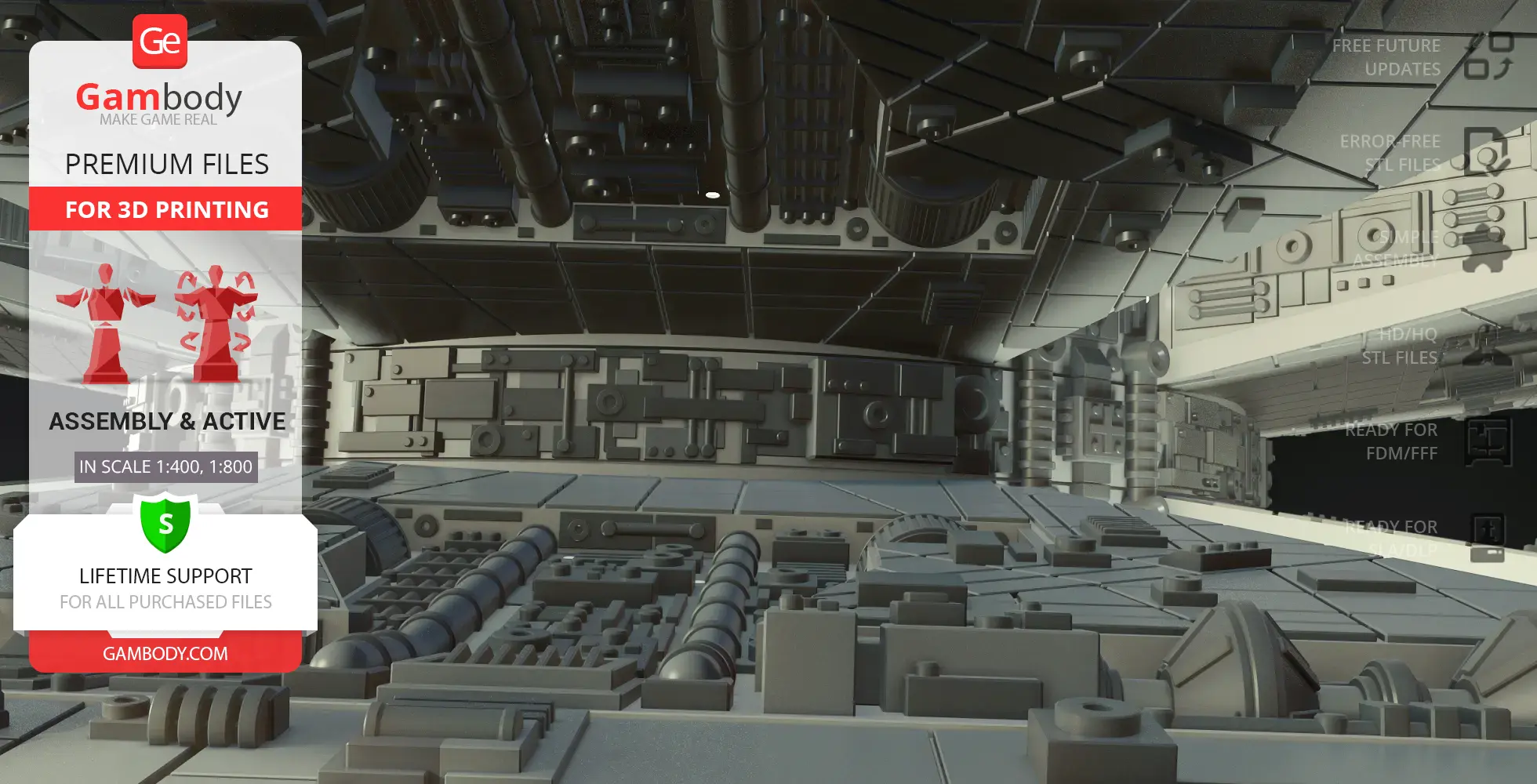 Intricate 3D model of a Cylon Basestar interior, featuring detailed mechanical textures.