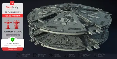 Detailed 3D model of a Cylon Basestar from TOS, designed for 3D printing by Gambody.