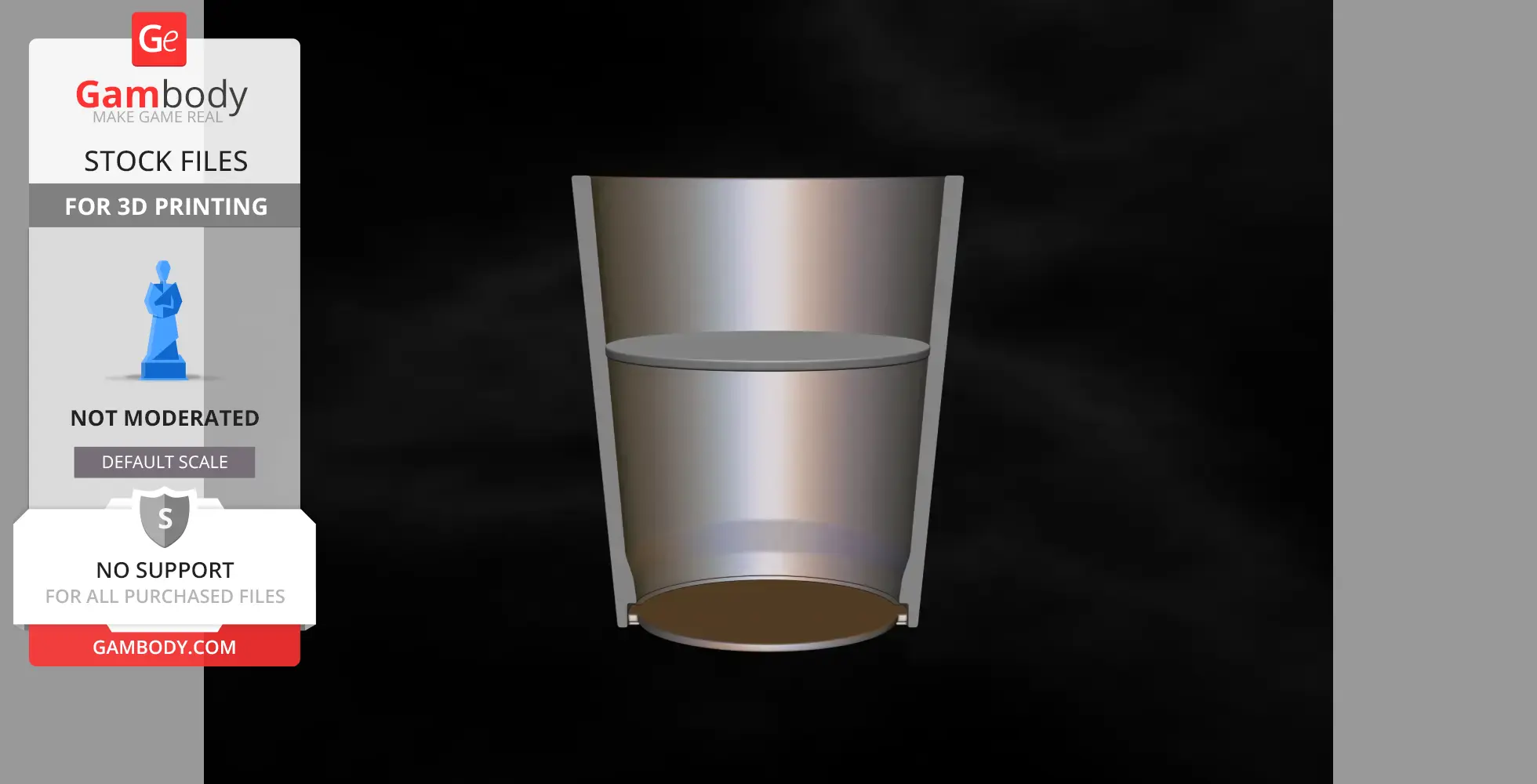 Cross-section of a flower vase with a hidden compartment for 3D printing.