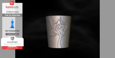 A vase with tree design, featuring a hidden compartment, in STL format for 3D printing.