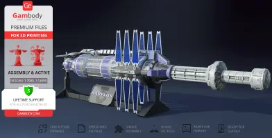 Detailed 3D model of the Babylon 5 space station on display stand, ready for 3D printing.