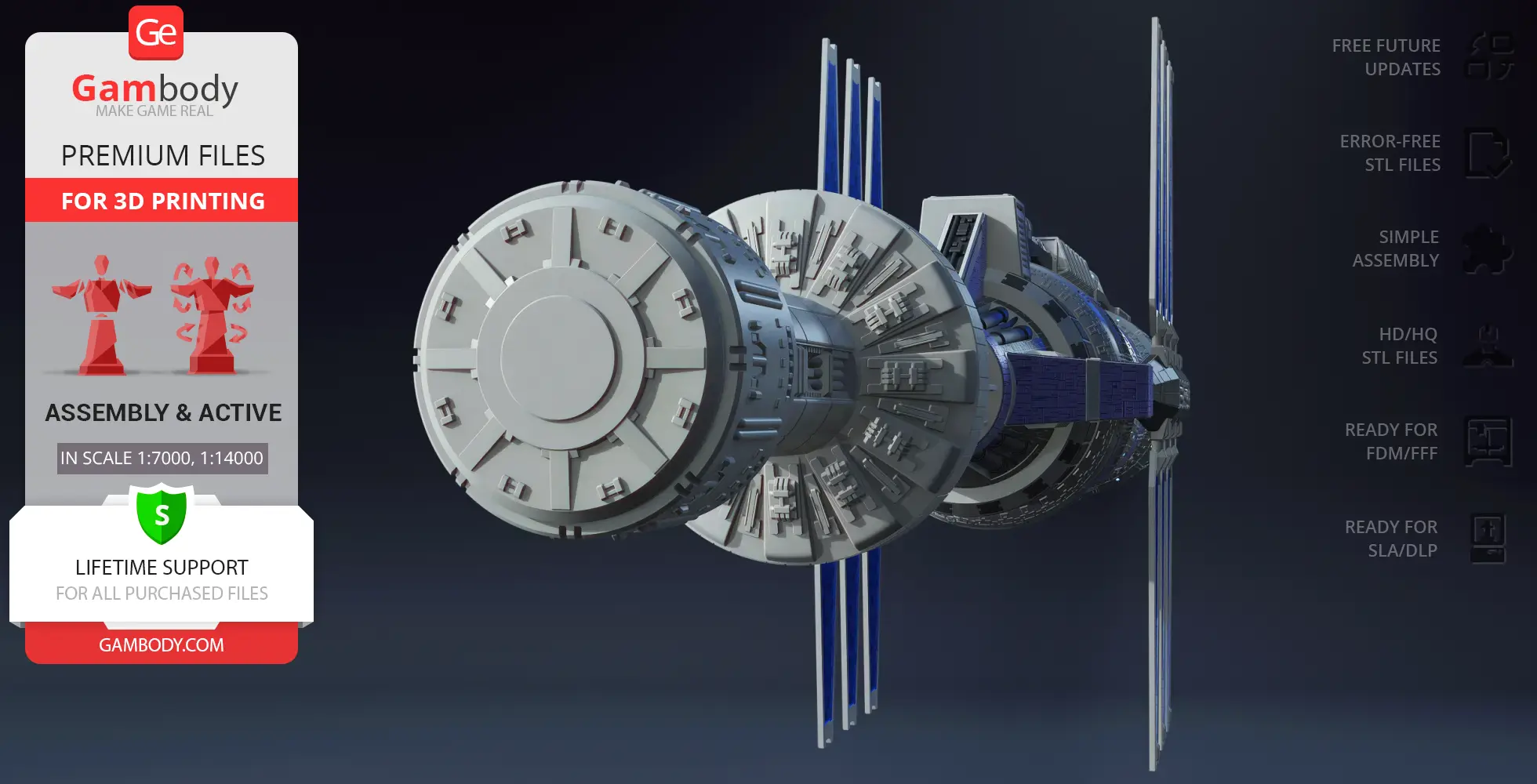 A detailed 3D model of the Babylon 5 space station, prepared for 3D printing.