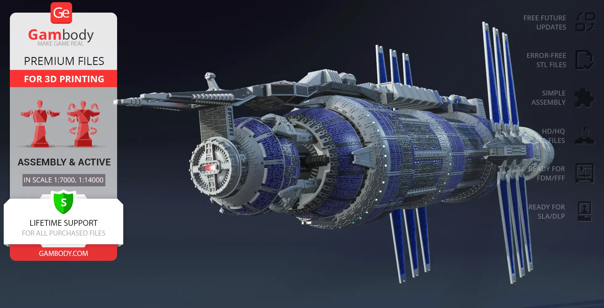 Intricate 3D model of Babylon 5 Station for printing, showcasing detailed structures and design.