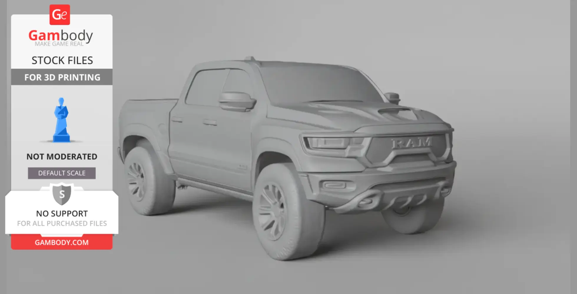 High-detail 3D model of a Ram TRX truck, ready for 3D printing.