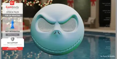 A 3D printed, multi-part Jack Skellington mask with expressive eyes and stitched mouth design.