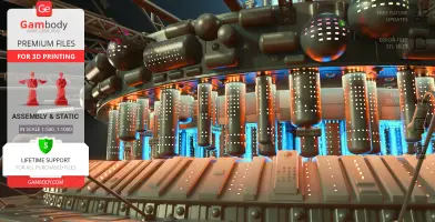 Futuristic mothership design with glowing lights and detailed sci-fi elements for 3D printing.