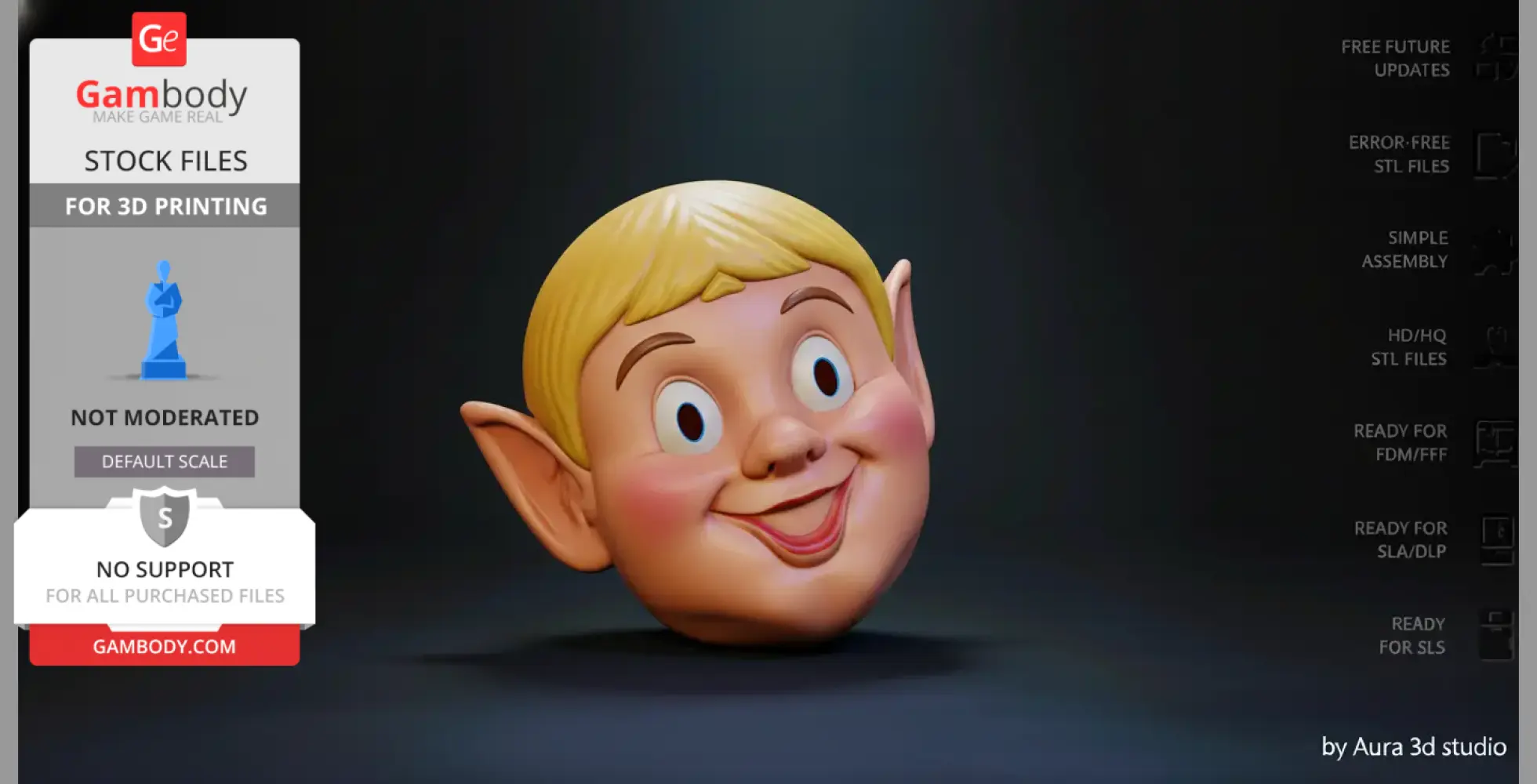 A smiling Christmas elf mask with big eyes, rosy cheeks, and pointy ears. Ideal for wearable costumes.