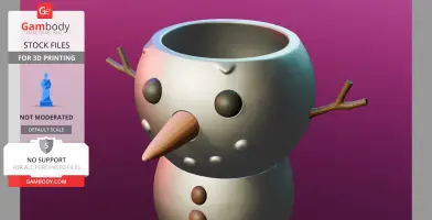 A snowman-shaped bowl with twig arms and a carrot nose, designed as a modular 3D printed keyholder.