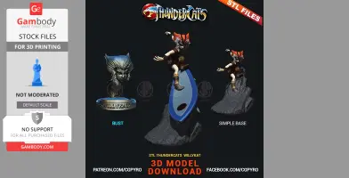 3D model of Thundercats characters, including a bust and a figure on a rock base, available for download.