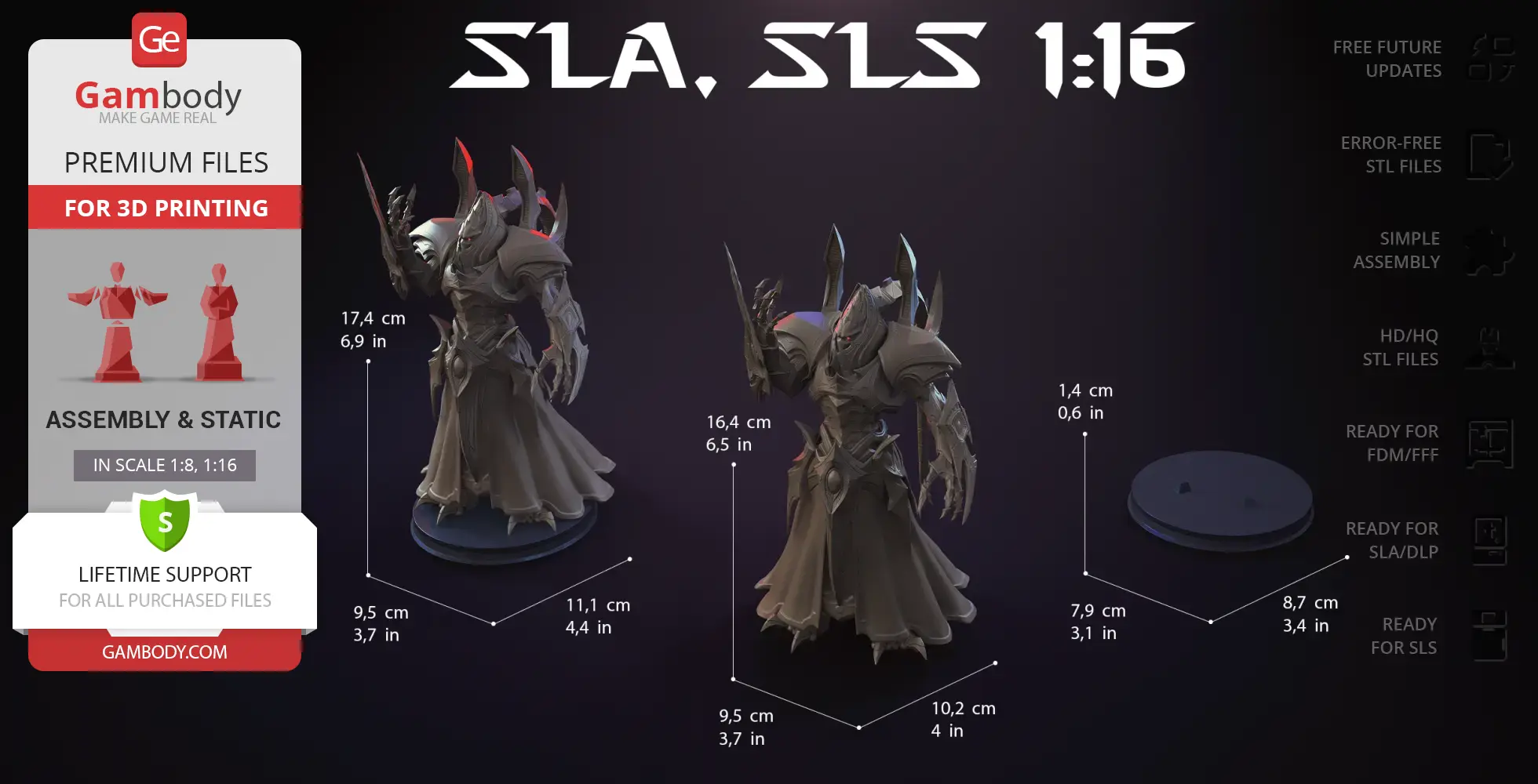 A detailed 3D model of a sci-fi armored figure, ready for 3D printing at 1:16 scale.