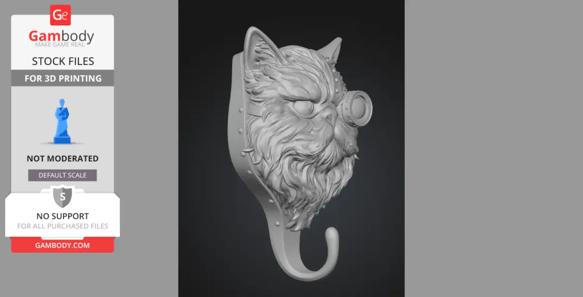 Steampunk-style wall hook featuring a detailed Persian cat face with goggles.