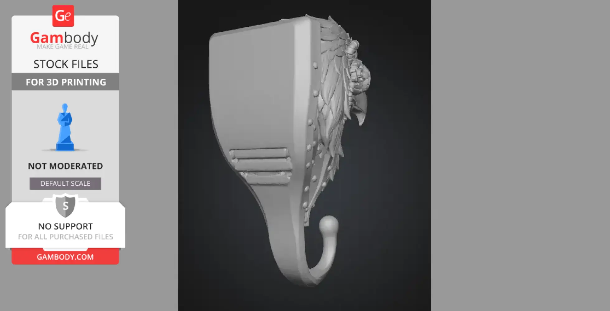 High-detail steampunk eagle wall hook with mechanical features for 3D printing.