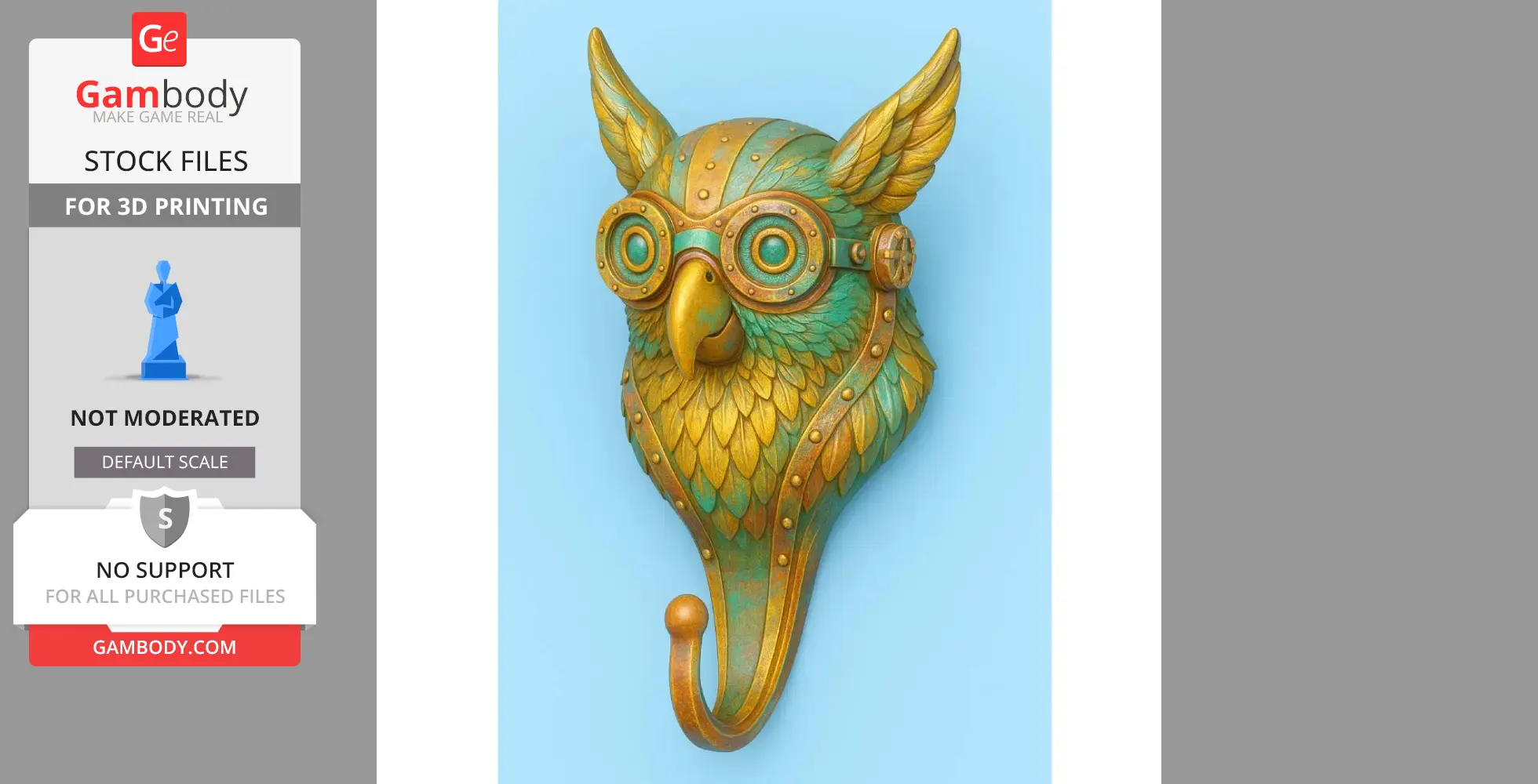 A steampunk owl wall hook with gears and goggles, featuring intricate detailing and a metallic finish.