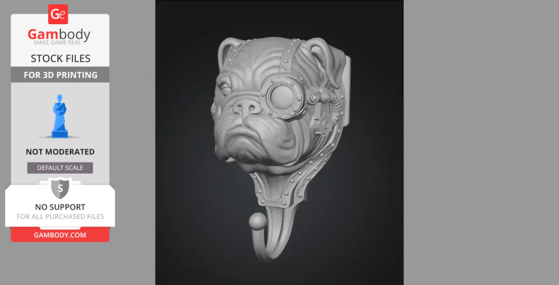 Steampunk bulldog head design with monocle, serving as a decorative wall hook.