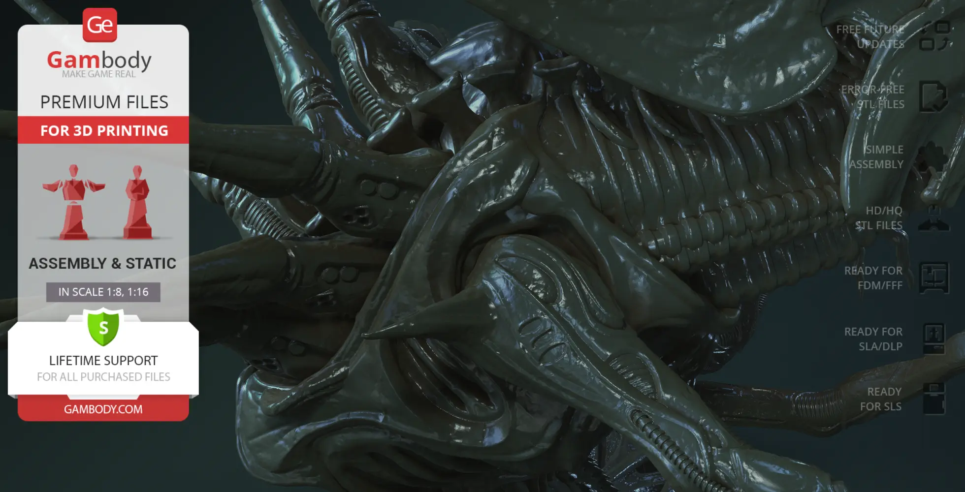 Detailed bust of a Xenomorph Queen from Alien vs. Predator, highlighting intricate textures and features.