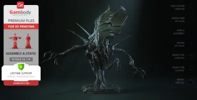 A detailed, menacing bust of a Xenomorph Queen, ideal for 3D printing.