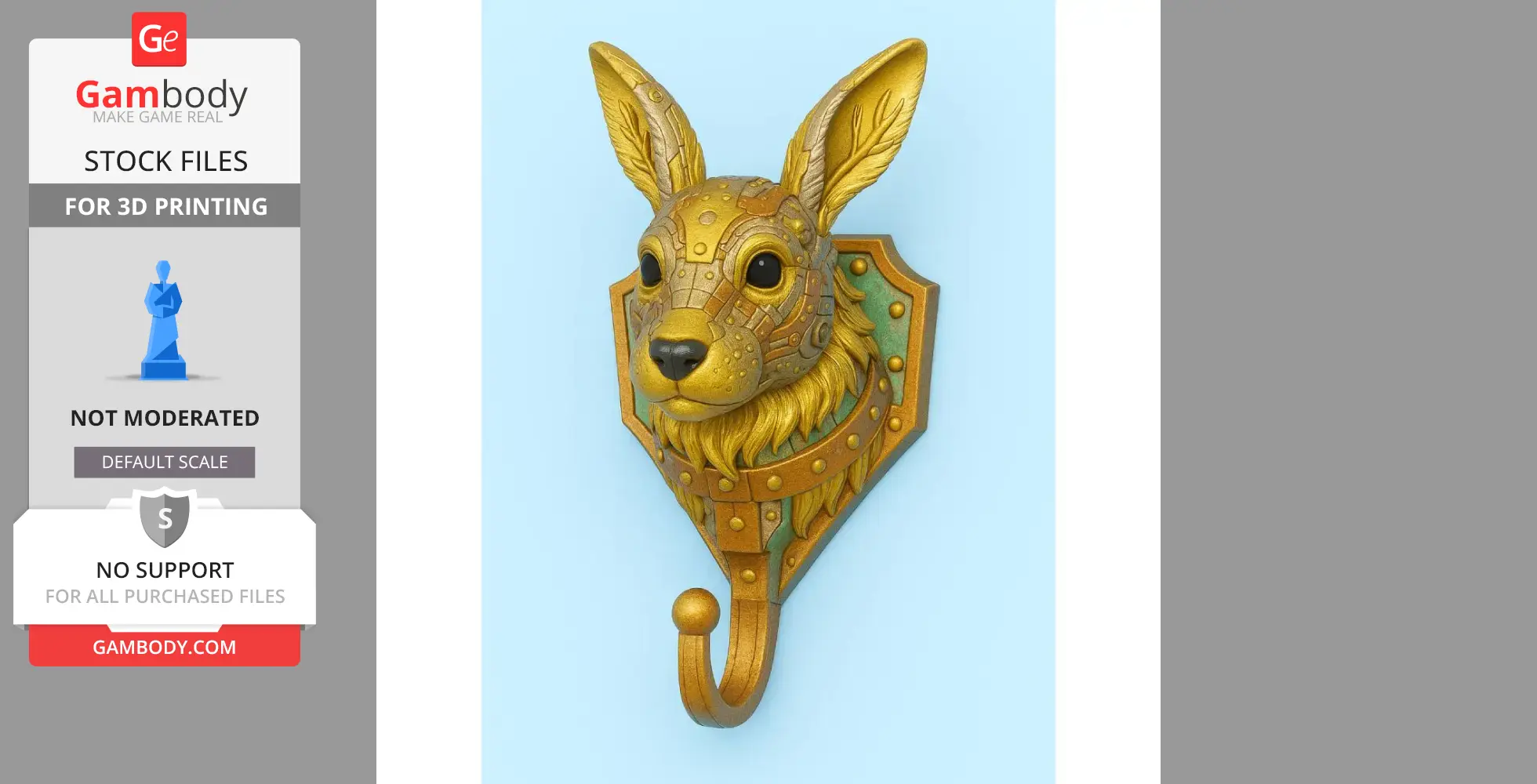 A steampunk rabbit head wall hook with intricate gear and mechanical details.