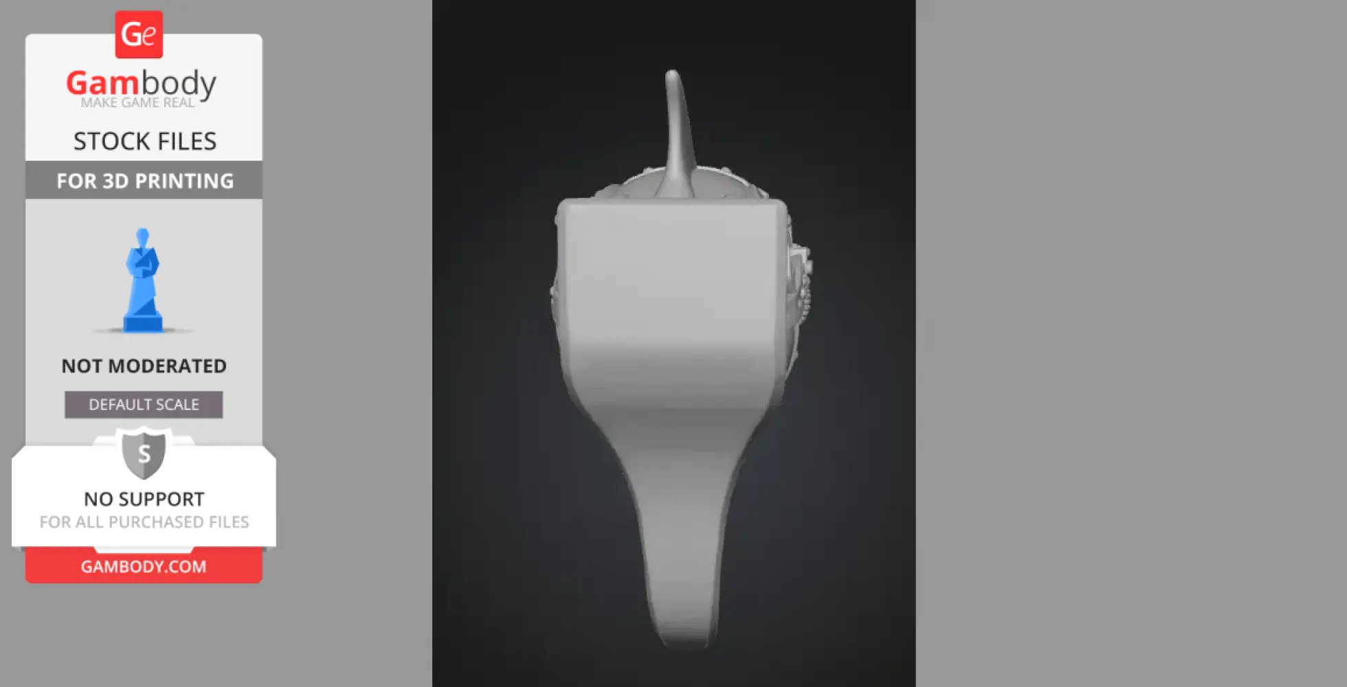 Futuristic steampunk shark-themed 3D model hook for printing, with sleek design elements.