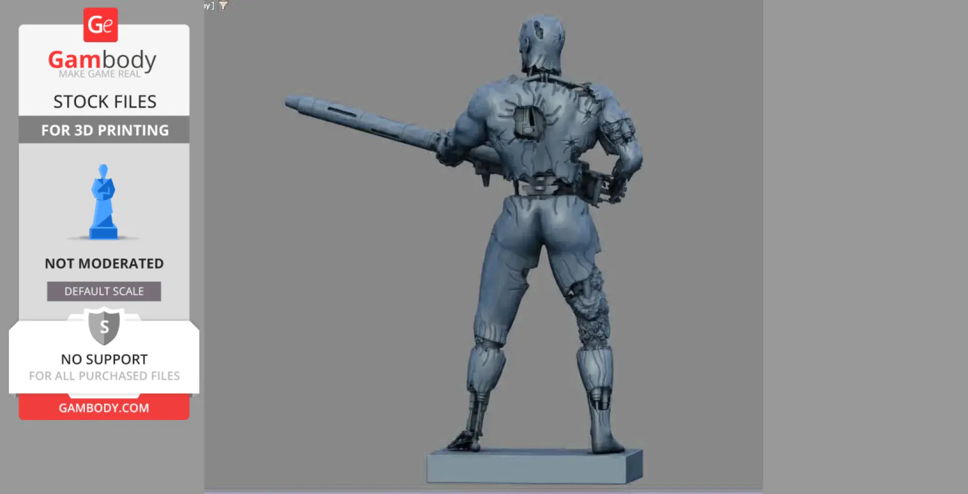 3D model of the Terminator T-800 Infiltrator holding a weapon, showing detailed back view.