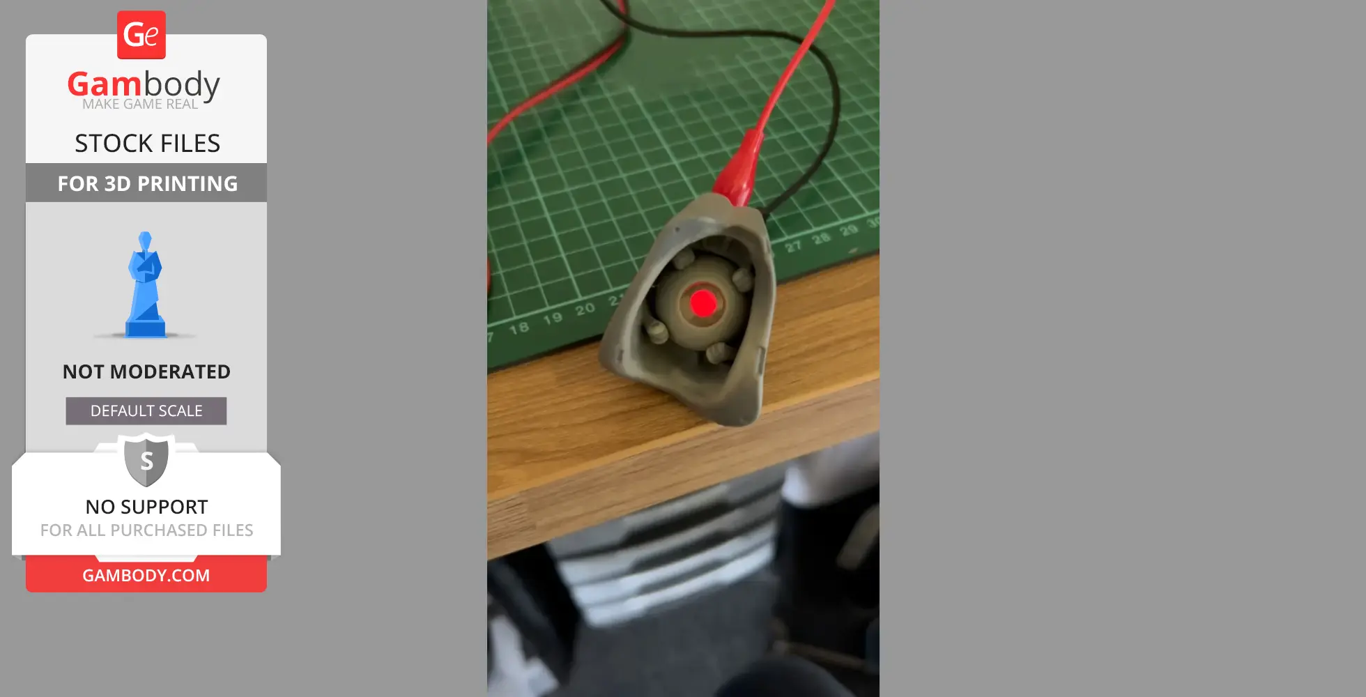 A wired LED circuit component on a cutting mat, possibly part of a T-800 model assembly.