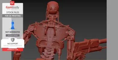 A detailed 3D model of the T-800 endoskeleton from Terminator 2, designed for 3D printing.