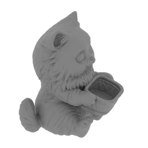 Cute white cat holding a brown basket.-mesh (1).stl
