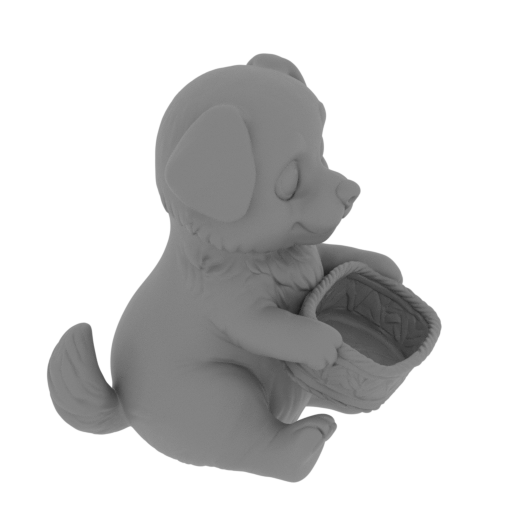 Cute puppy holding a small basket.-mesh (1).stl
