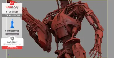 Detailed 3D model of a T-800 Endoskeleton from Terminator, showcasing mechanical parts and weapons.