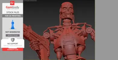 3D model of T-800 Terminator showing detailed robotic skeleton for printing.
