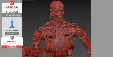 A detailed 3D model of the T-800 endoskeleton from Terminator 2 for 3D printing.