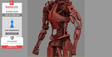 A detailed 3D model of a T-800 Terminator torso for 3D printing, showcasing mechanical intricacies.