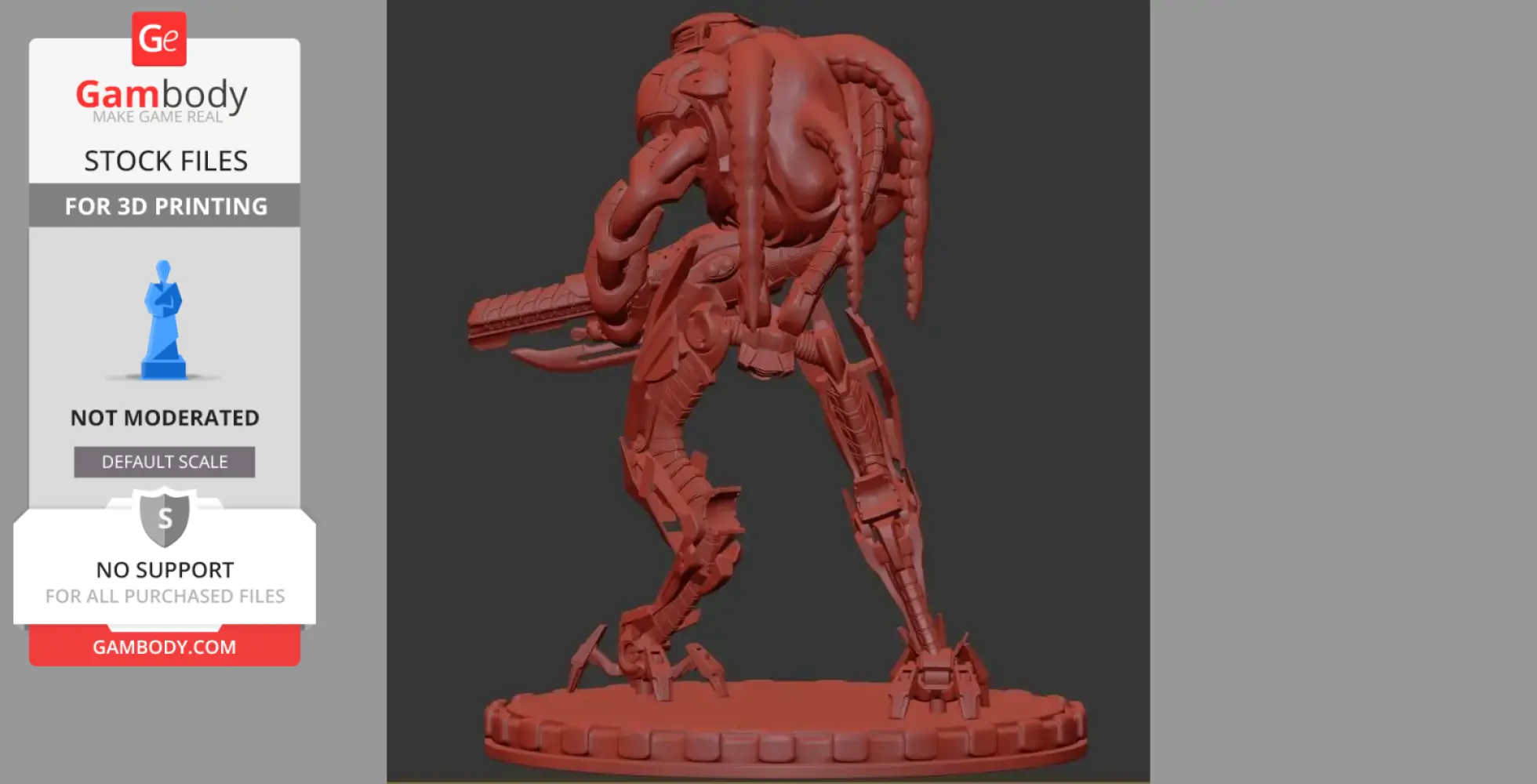 A detailed 3D model of a robotic alien with tentacles, designed for 3D printing from Crysis 2.
