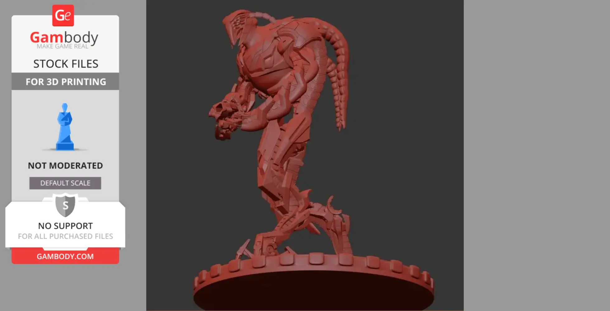 A detailed 3D model of an alien creature in an action pose, designed for 3D printing.