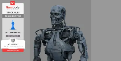 A detailed 3D model of a T-800 Terminator skeleton, designed for 3D printing.
