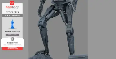 A detailed 3D model of the T-800 Terminator's legs and lower torso for printing.
