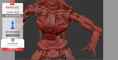 A detailed 3D model of a Terminator T-800 endoskeleton torso and arms, ready for printing.