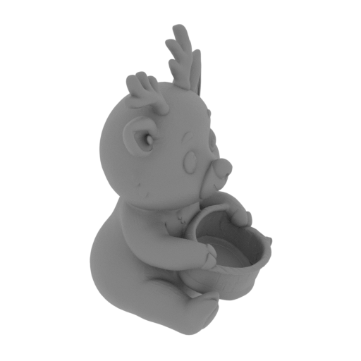 Cute cartoon deer holding a woven basket.-mesh.stl