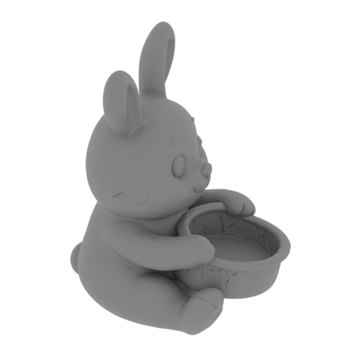 Cute cartoon bunny holding a small basket.-mesh.stl