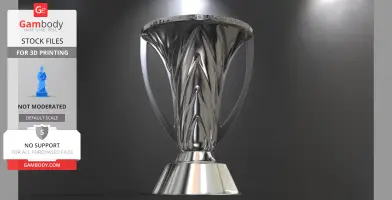 Silver trophy with intricate design, labeled 'AFC Champions League Elite,' for 3D printing.