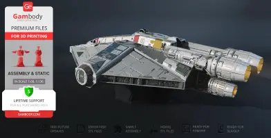 Detailed 3D model of Ghost VCX-100 spaceship from Star Wars Rebels, ready for 3D printing.