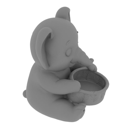 Cute cartoon elephant holding a basket.-mesh.stl
