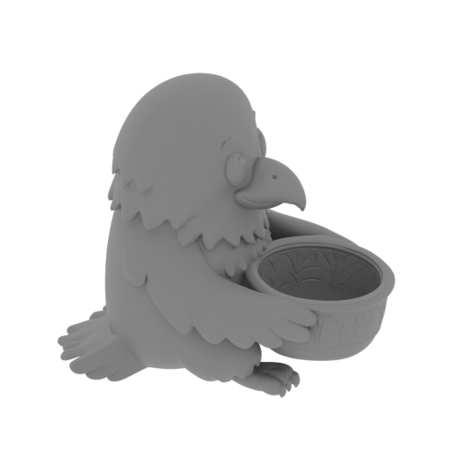 Cute cartoon eagle holding a decorative bowl.-mesh.stl