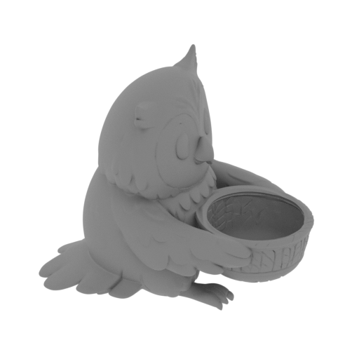 Cartoon owl holding a decorative bowl.-mesh.stl